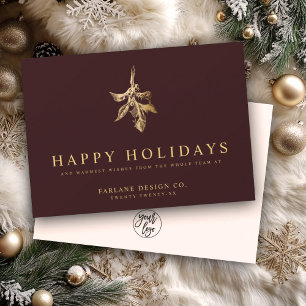 Cartes Pour Fêtes Annuelles Holly moderne   Elegant Gold Red Business