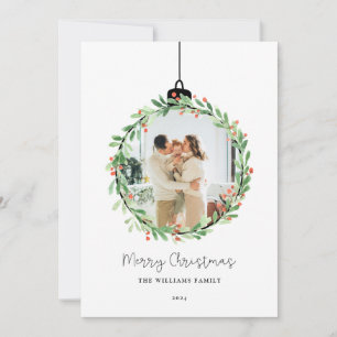 Cartes Pour Fêtes Annuelles Holly Wreath Orament Joyeux Noël Photo