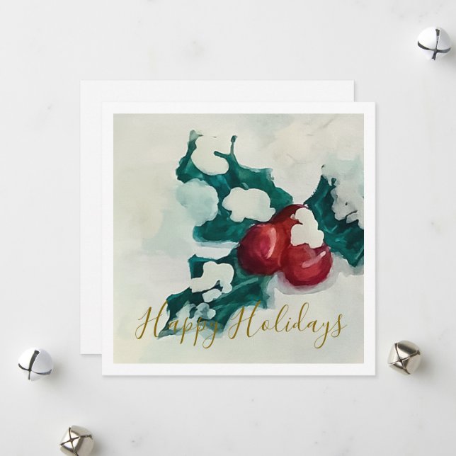 Cartes Pour Fêtes Annuelles Hollywood en neige (Devant/Arrière en situation)
