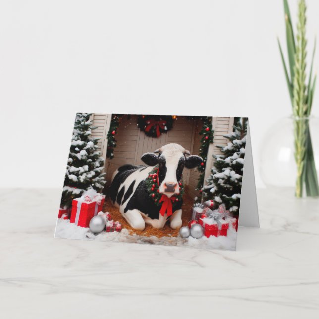 Cartes Pour Fêtes Annuelles Holstein Prêt pour Noël ! (Devant)
