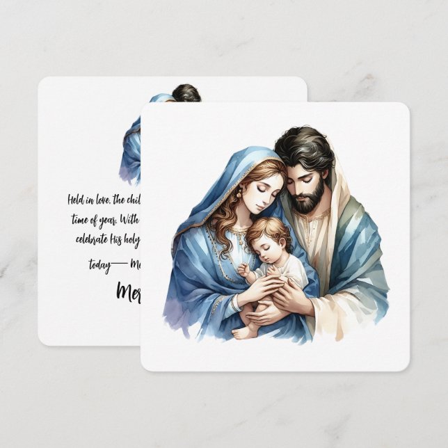 Cartes Pour Fêtes Annuelles Holy Light – Tender Nativity  (Devant / Derrière)