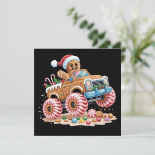 Cartes Pour Fêtes Annuelles Homme en pain d'épice camion monstre Noël cuisson