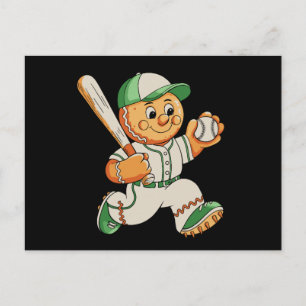 Cartes Pour Fêtes Annuelles Homme en pain d'épices jouant au baseball Noël Xma