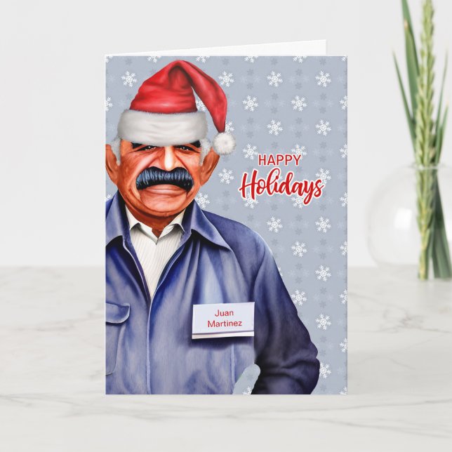 Cartes Pour Fêtes Annuelles Homme Hispanique Service postal Travailleur Noël (Devant)