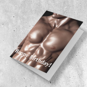 Cartes Pour Fêtes Annuelles Homme Musculaire Poitrine Estomac Body Builder ann