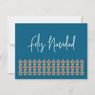 Cartes Pour Fêtes Annuelles Hommes en pain d'épices sur Feliz Navidad bleu