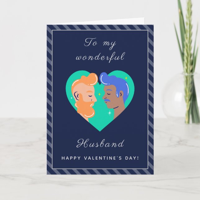 Cartes Pour Fêtes Annuelles Hommes gays Couple Love Valentine's Day Striped Mo (Devant)
