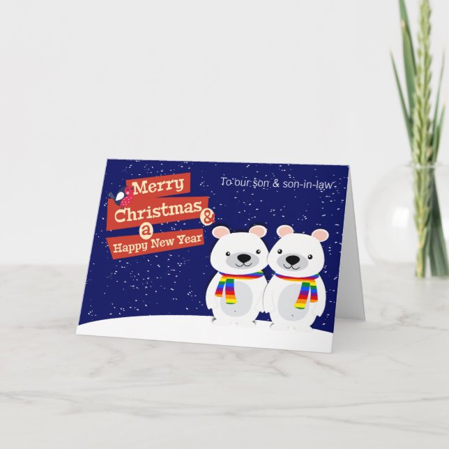 Cartes Pour Fêtes Annuelles Hommes Thématiques Noël Ours Polaires Personnalisé (Devant)