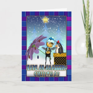 Cartes Pour Fêtes Annuelles Honey Bee Christmas Card - Honey Bee And Penguin