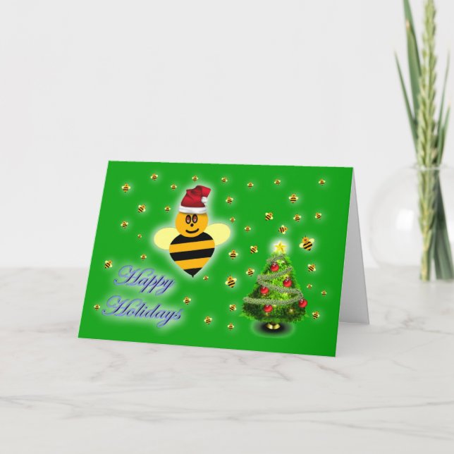 Cartes Pour Fêtes Annuelles Honey bee happy holidays honey bee apiary buzz (Devant)