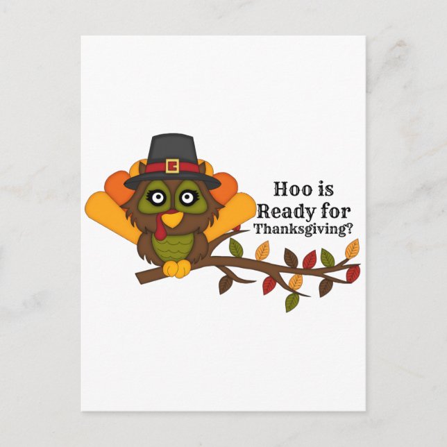 Cartes Pour Fêtes Annuelles HooThanksgivingBL (Devant)