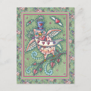 CARTES POUR FÊTES ANNUELLES HOOTS BLANCS N' COEURS CUPID OWL VALENTINE