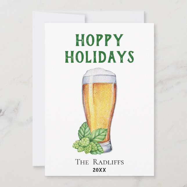 Cartes Pour Fêtes Annuelles Hoppy Holidays Beer Glass Flat Holiday Card (Devant)