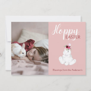 Cartes Pour Fêtes Annuelles Hoppy Lapin de Pâques photo florale
