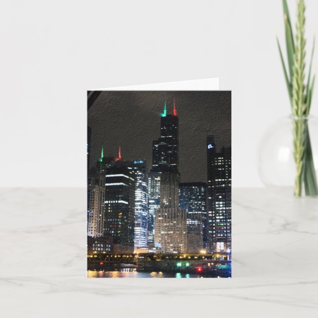 Cartes Pour Fêtes Annuelles Horizon de Chicago chez Christmans (Devant)
