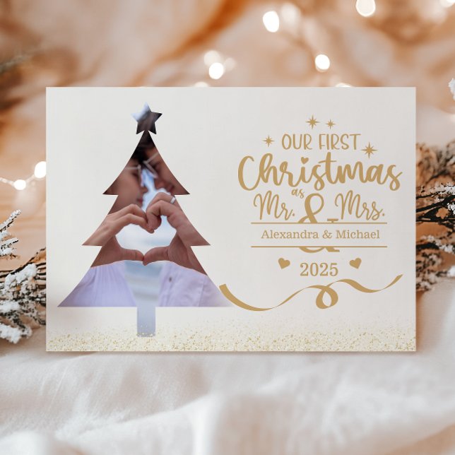 Cartes Pour Fêtes Annuelles Horizontal First Christmas Tree Photo (Créateur téléchargé)