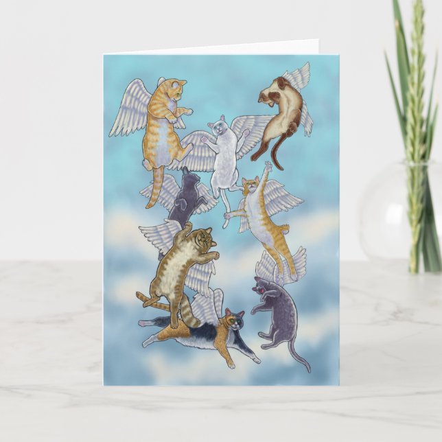Cartes Pour Fêtes Annuelles Horloge d'Angel Chats par Rachel Armington (Devant)