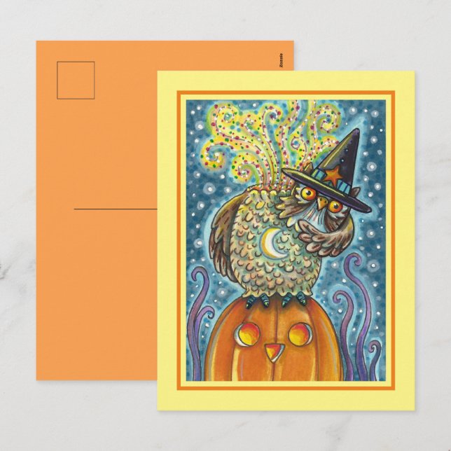 CARTES POUR FÊTES ANNUELLES HORSEMAN OWL SANS TÊTE, OISEAU COUCHANT (Devant / Derrière)