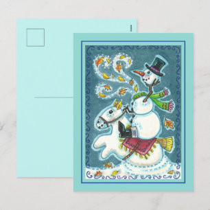 CARTES POUR FÊTES ANNUELLES HORSEMAN SNOWMAN SANS TÊTE, HUMOUR XMAS HALLOWEEN,