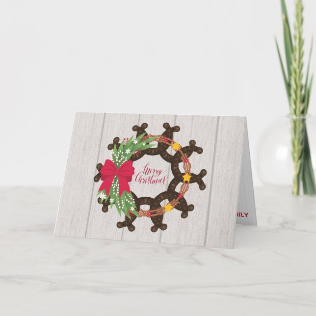Cartes Pour Fêtes Annuelles Horseshoe Christmas Wreath (Devant)