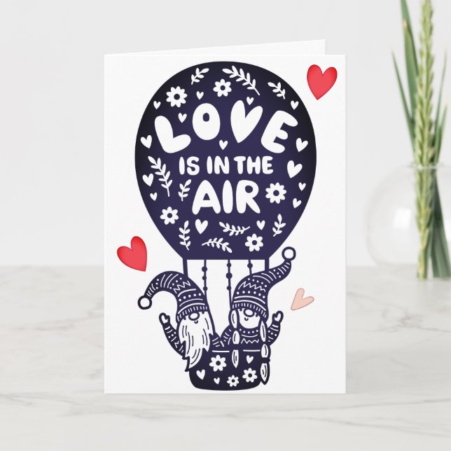 Cartes Pour Fêtes Annuelles Hot Air Balloon Gnomes Valentine's Day Card (Devant)