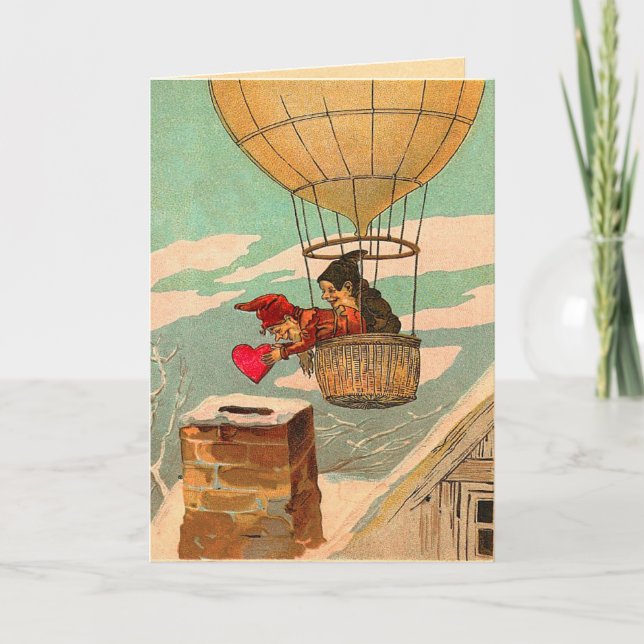 Cartes Pour Fêtes Annuelles Hot Air Balloon Saint Valentin (Devant)
