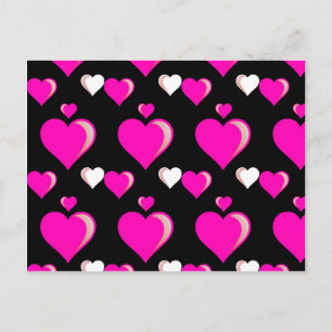 Cartes Pour Fêtes Annuelles Hot Pink and Black Hearts Valentine's Day Love Pat