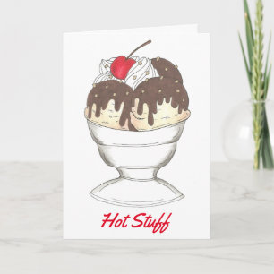 Cartes Pour Fêtes Annuelles Hot Studge Fudge Ice Cream Sundae Valentine Card