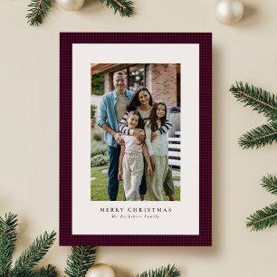 Cartes Pour Fêtes Annuelles Houndstooth plum Christmas holiday photo card