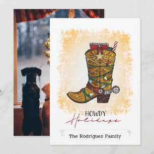 Cartes Pour Fêtes Annuelles Howdays Christmas Lights Cowboy Boot
