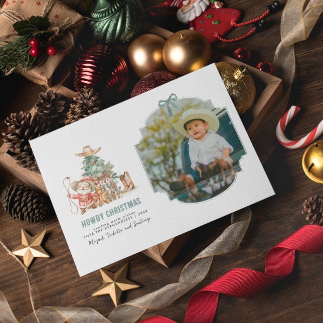 Cartes Pour Fêtes Annuelles Howdy Christmas | Fun Western Christmas Photo (Créateur téléchargé)