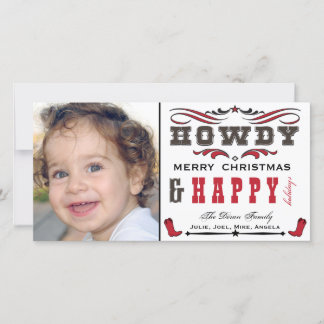 Cartes Pour Fêtes Annuelles Howdy Cowboy Western Xmas