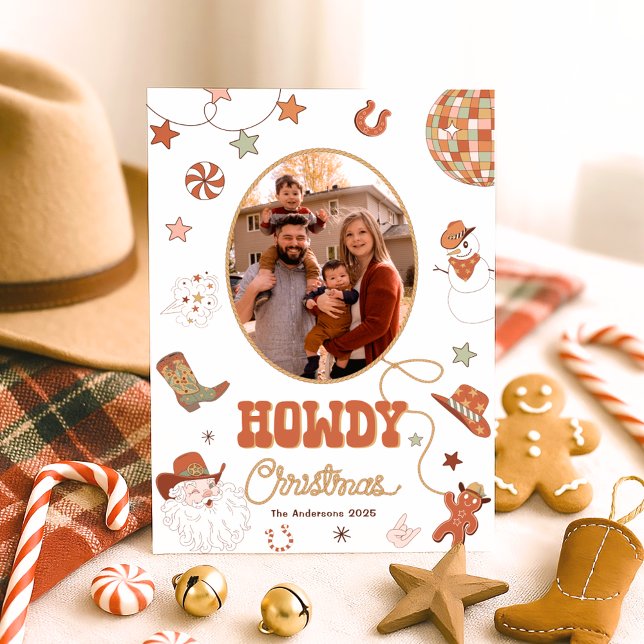 Cartes Pour Fêtes Annuelles Howdy Western Christmas Photo (Créateur téléchargé)
