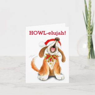 Cartes Pour Fêtes Annuelles Howling carol singing dog howl-elujah Christmas