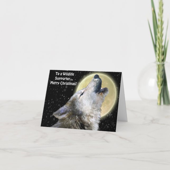 Cartes Pour Fêtes Annuelles Howling Wolf Art Wildlife Supporter Christmas Card (Devant)