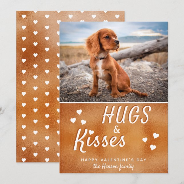 Cartes Pour Fêtes Annuelles Hugs & Kisses Coeur Saint Valentin`s (Devant / Derrière)