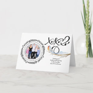 Cartes Pour Fêtes Annuelles HUGS n KISSES PHOTO Xmas Card Robin moderne