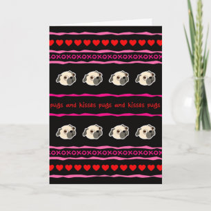 Cartes Pour Fêtes Annuelles Hugs Pugs and Kisses Valentine's Day Greeting Card