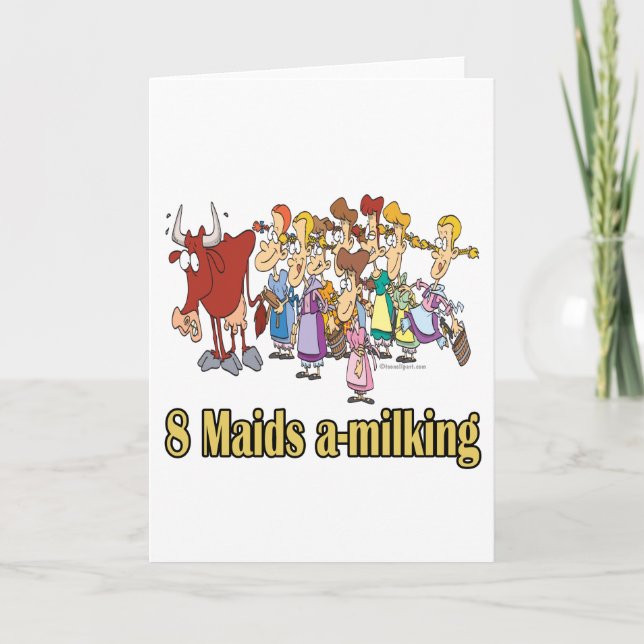 Cartes Pour Fêtes Annuelles huit domestiques a-traite 8e jour noël (Devant)