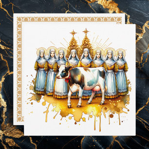 Cartes Pour Fêtes Annuelles Huit employées de maison   Douze jours de Noël