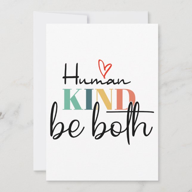 Cartes Pour Fêtes Annuelles Humankind be two shirt, Kindness Shirt, Be Kind (Devant)