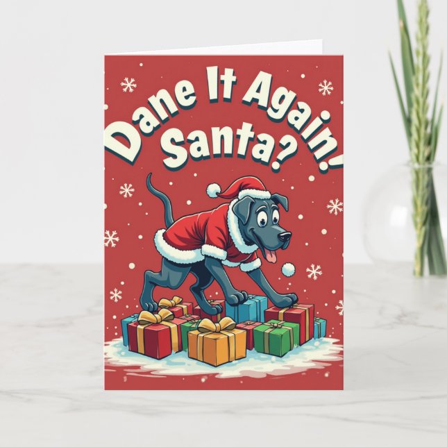 Cartes Pour Fêtes Annuelles Humerous Great Dane Festive Card (Devant)