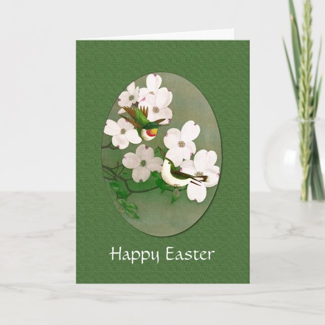 Cartes Pour Fêtes Annuelles Humming Birming on Dogwood Salutation de Pâques (Devant)