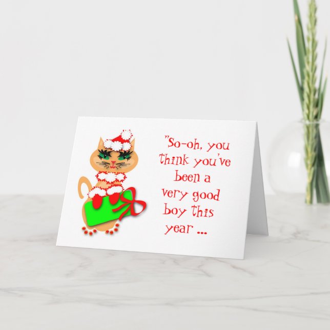 Cartes Pour Fêtes Annuelles Humorous Christmas Santa Kitty Greeting Card (Devant)