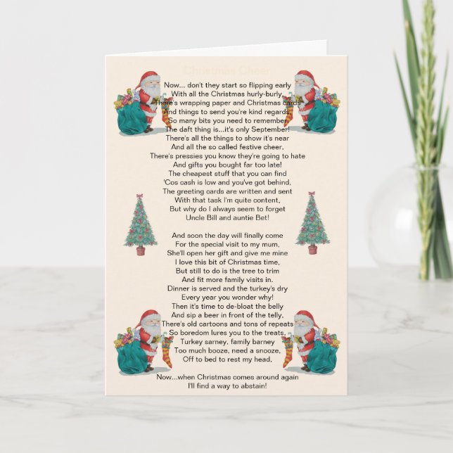Cartes Pour Fêtes Annuelles humorus christmas poem santa and xmas tree (Devant)