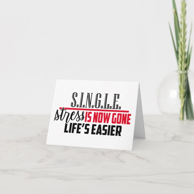 Cartes Pour Fêtes Annuelles Humour anti-Valentine | SINGLE Saint Valentin (Devant)
