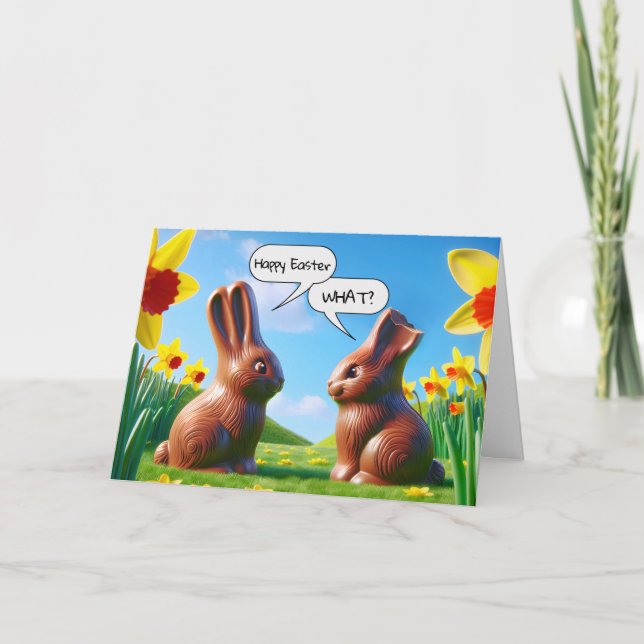 Cartes Pour Fêtes Annuelles Humour de lapins de chocolat de Pâques (Devant)