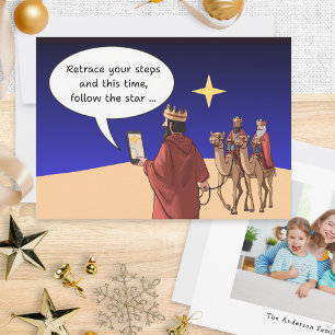 Cartes Pour Fêtes Annuelles Humour de Noël drôle 3 Rois Satnav Étoile Photo