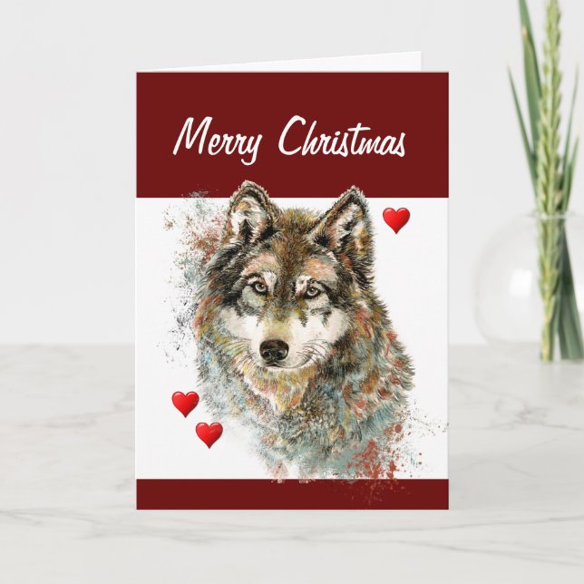 Cartes Pour Fêtes Annuelles Humour de Noël du loup d'eau douce (Devant)