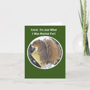 Cartes Pour Fêtes Annuelles Humour De Noël/Écureuil En Journal Avec Cob De Maï